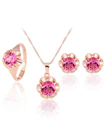 Fashion Rose Gold Flower Shape Decorated Jewelry Set