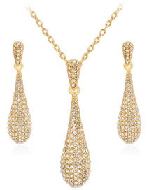 Fashion Gold Color Full Diamond Decorated Jewelry Set