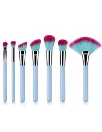 Fashion Light Blue Flat Shape Decorated Makeup Brush(7pcs)