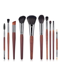 Fashion Brown Round Shape Decorated Makeup Brush(10pcs)