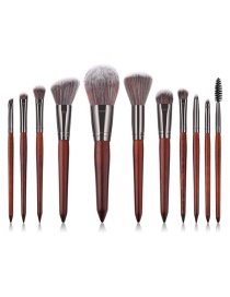 Fashion Brown Round Shape Decorated Makeup Brush(11pcs)