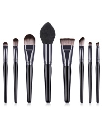 Fashion Black Pure Color Decorated Makeup Brush(8pcs)