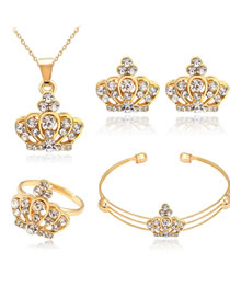 Fashion Gold Color Crown Shape Decorated Jewelry Set (5 Pcs )