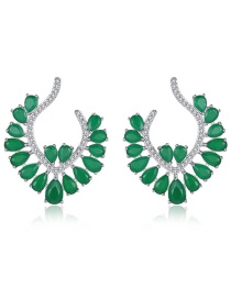Fashion Green Water Drop Shape Decorated Earrings