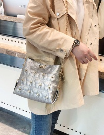 Fashion Silver Color Rivet Decorated Shoulder Bag
