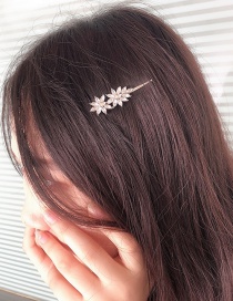 Fashion White Full Diamond Design Flower Shape Hair Clip