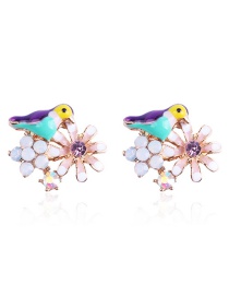 Fashion Green+white Brids&flowers Decorated Earrings