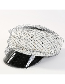 Fashion White Grid Shape Design Simple Peaked Cap