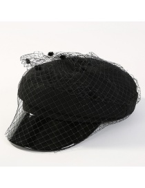 Fashion Black Grid Shape Design Octagonal Cap