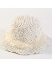 Fashion Milky White Pure Color Design Knitted Fisherman Hat