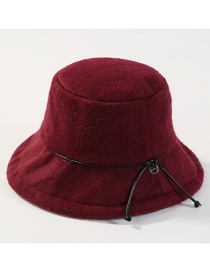 Fashion Claret Red Pure Color Design Thicken Tethered Hat