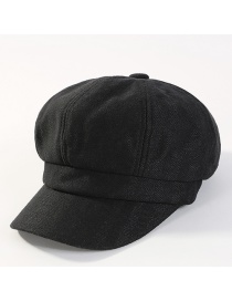 Fashion Black Pure Color Decorated Octagonal Cap