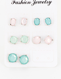 Fashion Multi-color Diamond Decorated Earrings (10 Pcs )