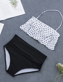 Fashion Black+white Spot Pattern Decorated Swimwear