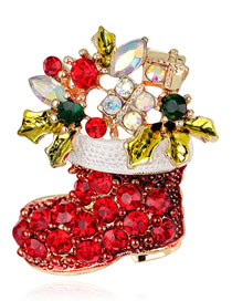 Fashion Red Boots Shape Decorated Brooch