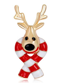 Fashion Red Deer Shape Decorated Brooch