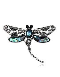 Fashion Antique Silver Dragonfly Shape Decorated Brooch