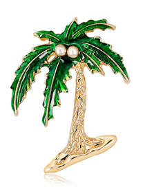 Fashion Gold Color+green Tree Shape Decorated Brooch