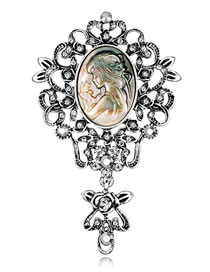 Fashion Silver Color Diamond Decorated Pure Color Brooch