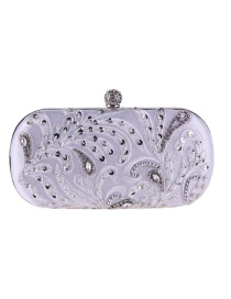 Fashion Silver Color Diamond Decorated Hollow Out Handbag