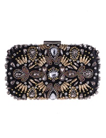 Fashion Black Bead&diamond Decorated Handbag