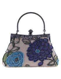 Fashion Blue Flower Shape Decorated Handbag