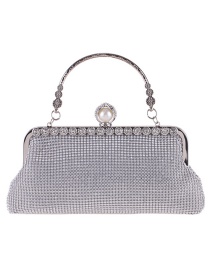 Fashion Silver Color Diamond&pearl Decorated Handbag