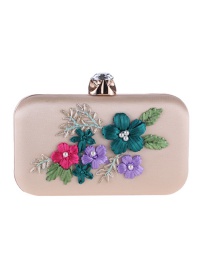 Fashion Beige Flower Shape Decorated Handbag
