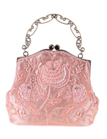 Vintage Champagne Pure Color Decorated Handbag