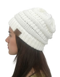 Fashion White Pure Color Decorated Hat
