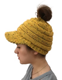 Fashion Yellow Pure Color Decorated Hollow Out Hat