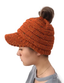 Fashion Dark Orange Pure Color Decorated Hollow Out Hat