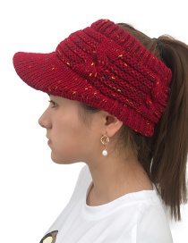 Fashion Claret Red Color Matching Decorated Hat