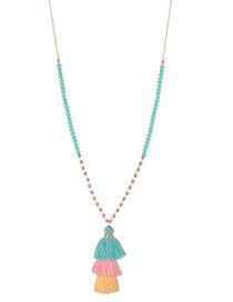 Fashion Green Tassel Decorated Pure Color Necklace