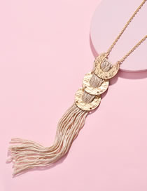 Fashion Gold Color Tassel Decorated Pure Color Necklace