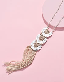 Fashion Silver Color Tassel Decorated Pure Color Necklace