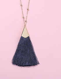 Fashion Gray Tassel Decorated Pure Color Necklace