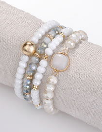 Fashion White Bead Decorated Bracelet (4 Pcs)