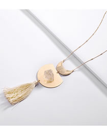 Fashion Beige Tassel Decorated Necklace