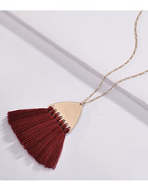 Fashion Claret Red Tassel Decorated Pure Color Necklace