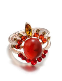 Fashion Red Diamond Decorated Ring