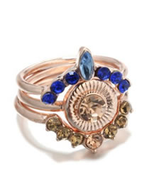Fashion Sapphire Blue Diamond Decorated Ring
