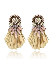 Fashion Pink Diamond Decorated Earrings