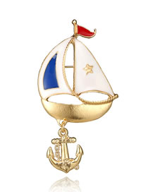 Fashion Gold Color Naval Vessel Shape Design Simple Brooch