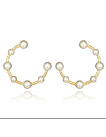 Fashion Gold Color Full Pearls Decorated Simple Earrings