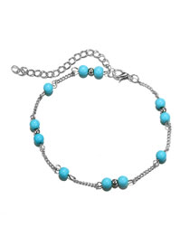 Fashion Silver Color Beads Decorated Simple Anklet