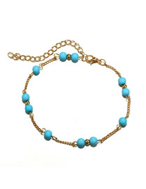 Fashion Gold Color Beads Decorated Simple Anklet