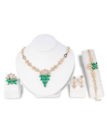 Fashion Green Diamond Decorated Jewelry Set