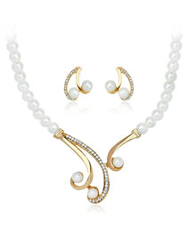 Fashion Gold Color+white Diamond Decorated Jewelry Set