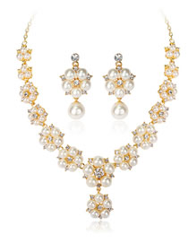 Fashion Gold Color Flower Shape Decorated Jewelry Set